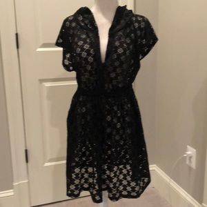 Black lace beach coverup